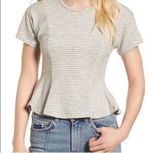 Lush Black and White Stripped Peplum Top